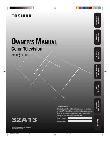 Toshiba 32a13 color tv service manual. - Briggs stratton motor quantum 60 manual.
